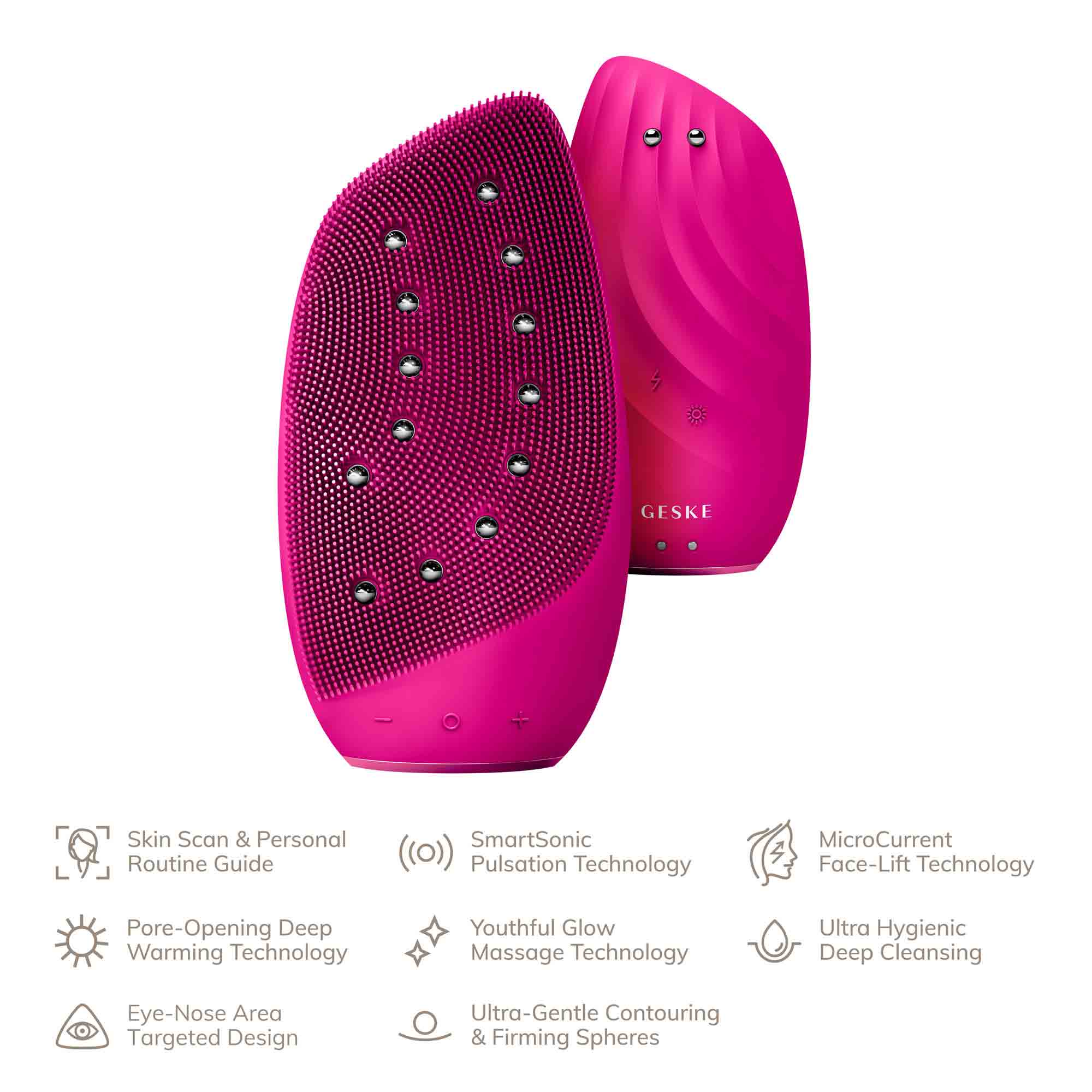 Sonic Thermo Facial Brush & Face-Lifter - 8 em 1 - Magenta