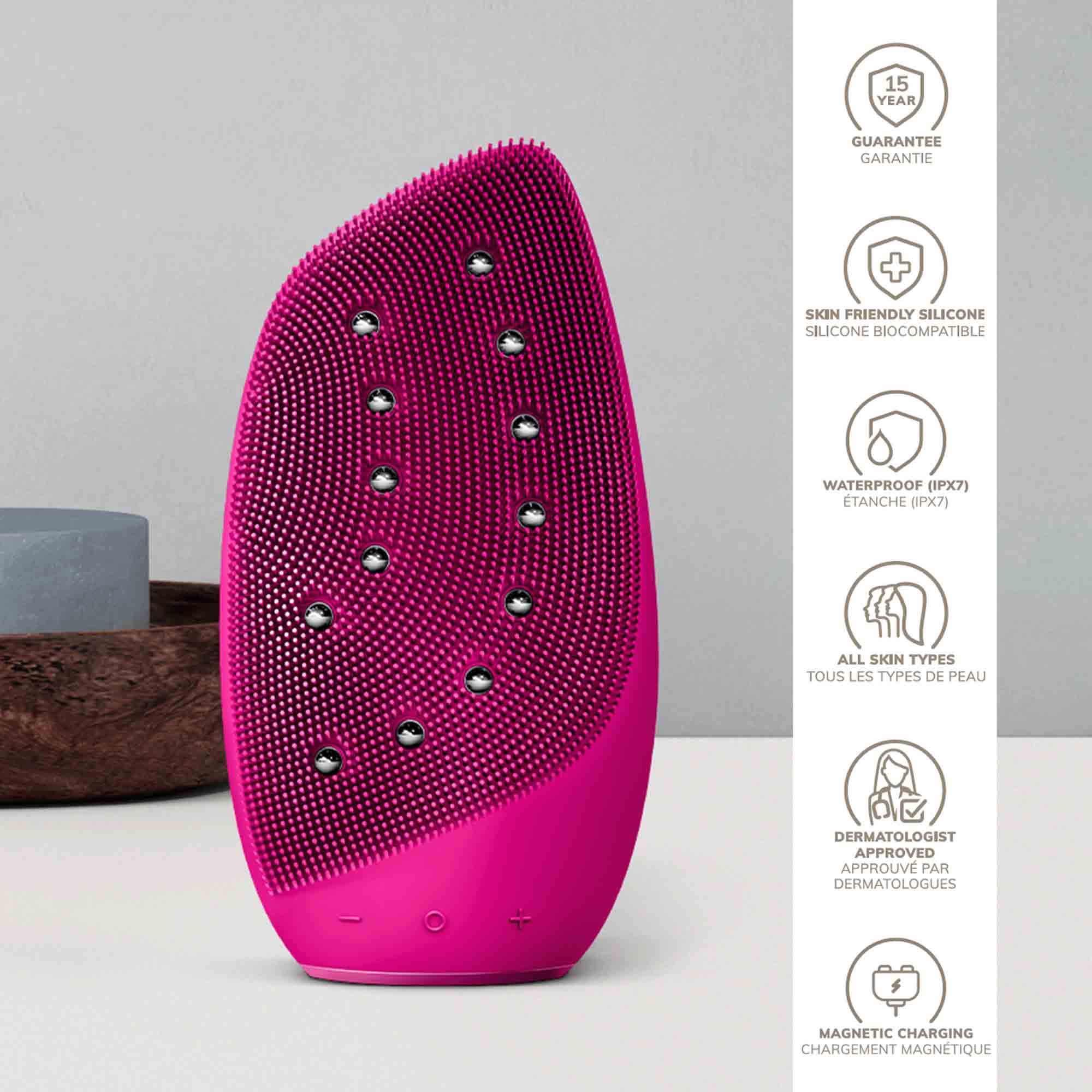 Sonic Thermo Facial Brush & Face-Lifter - 8 em 1 - Magenta