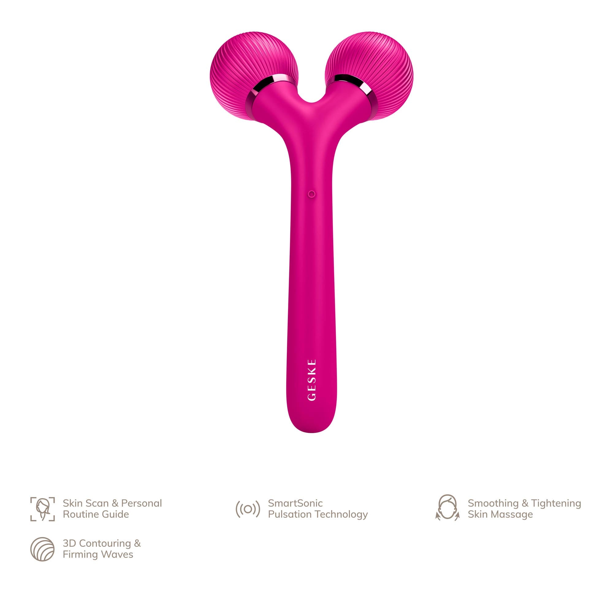 Rodillo facial y corporal sónico 4 en 1 magenta
