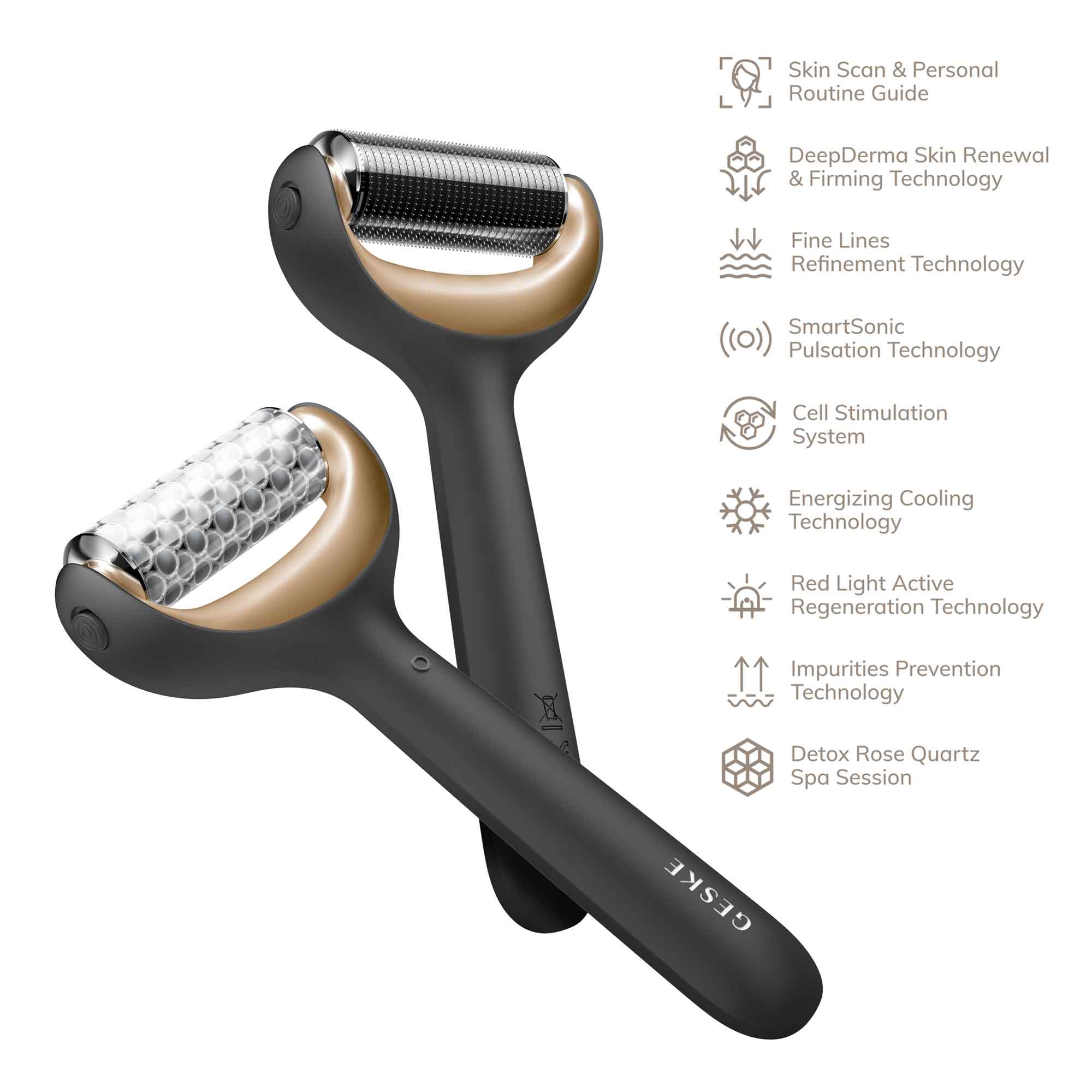 Rodillo facial y corporal de microagujas 9 en 1 gris