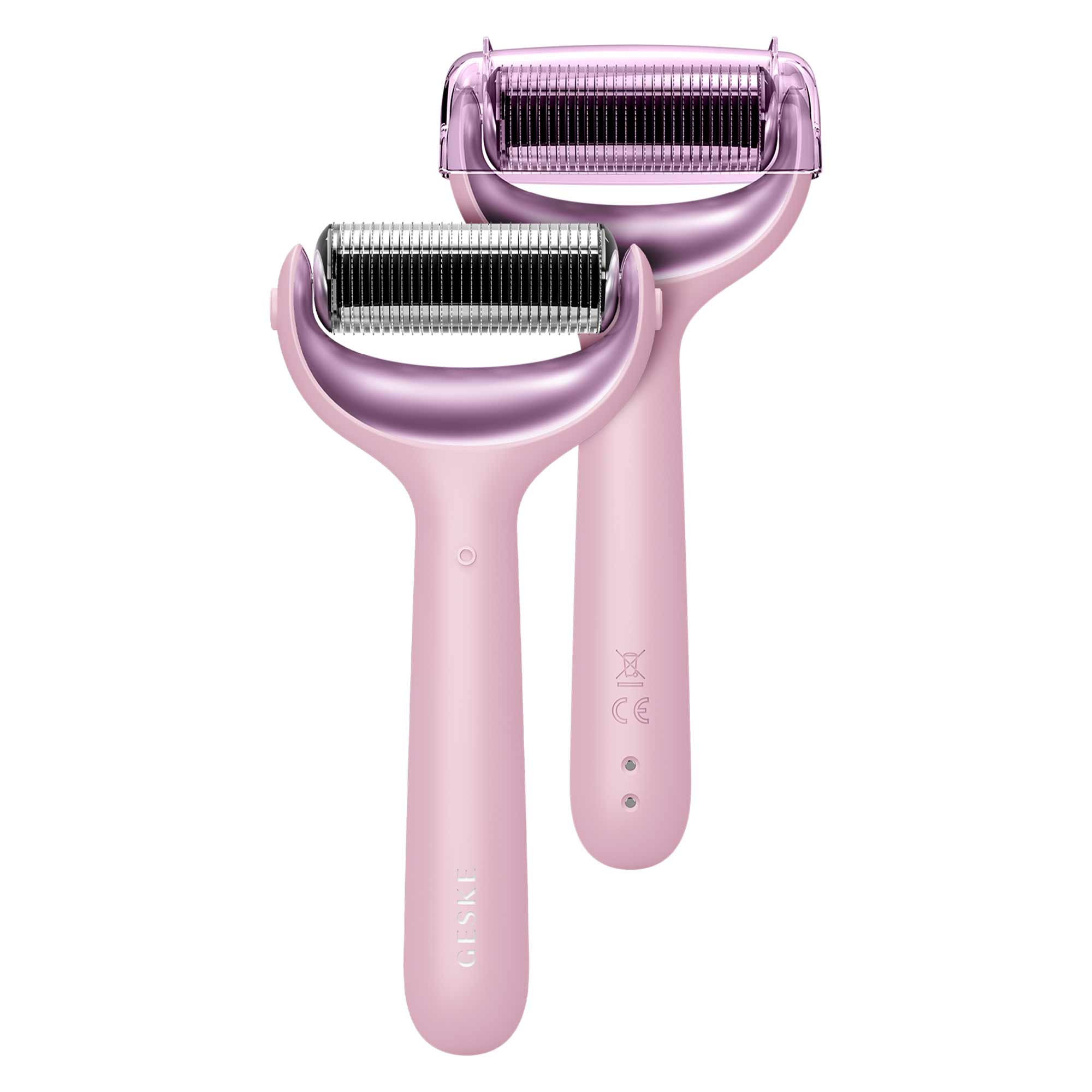 Rodillo facial y corporal con microagujas 9 en 1, color rosa