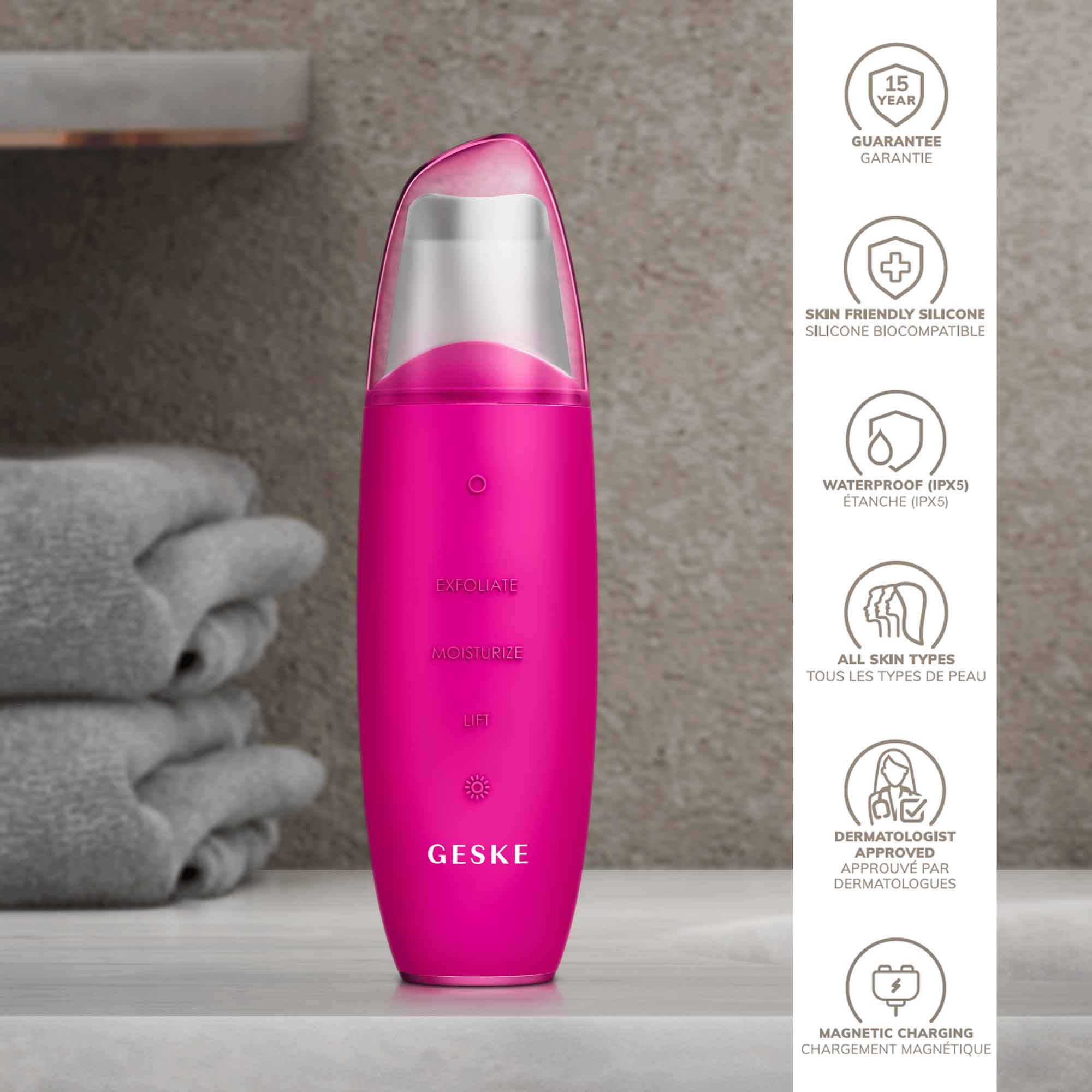 MicroCurrent Skin Scrubber & Blackhead Remover - 9 em 1 - Pink
