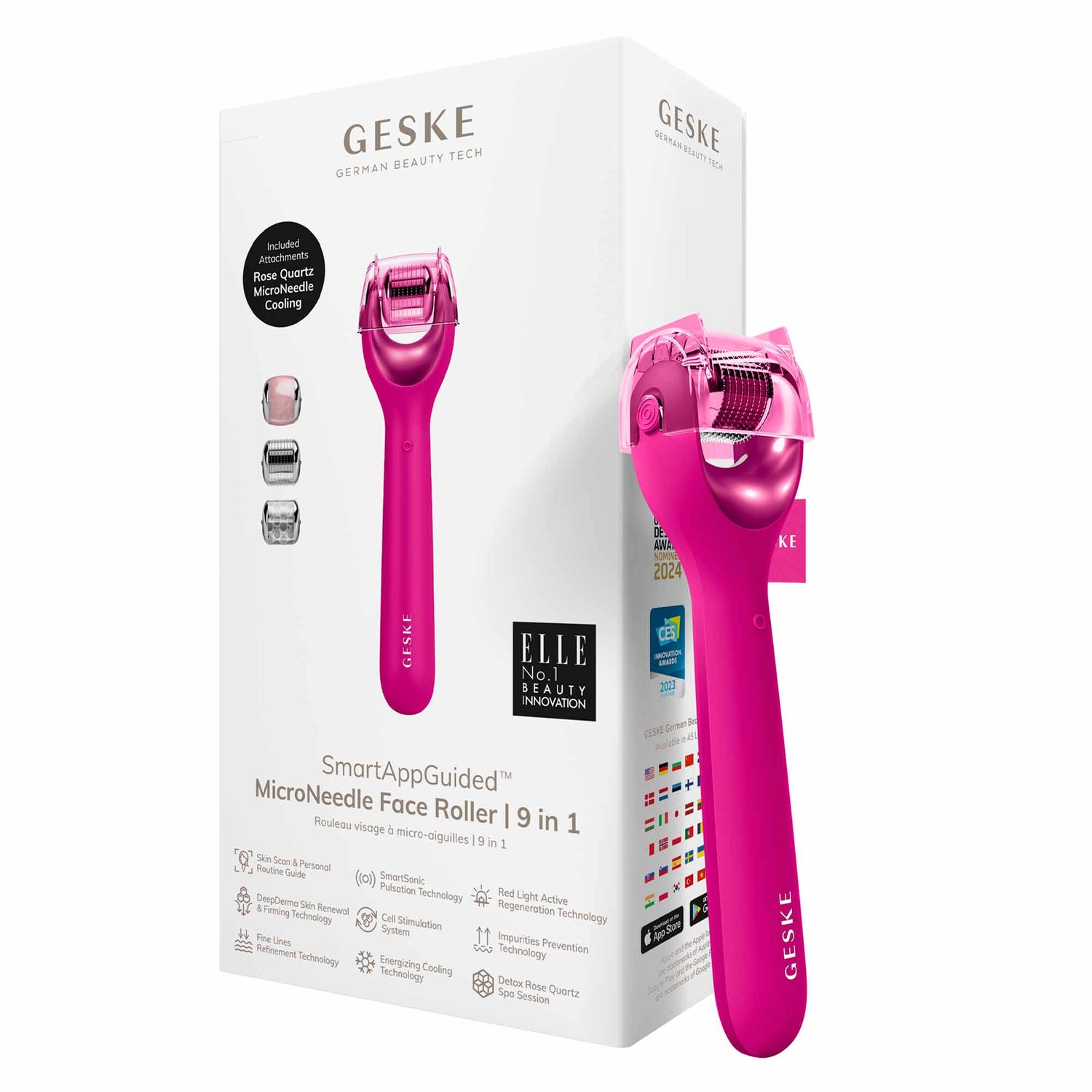 MicroNeedle Face Roller - 9 em 1 - Magenta