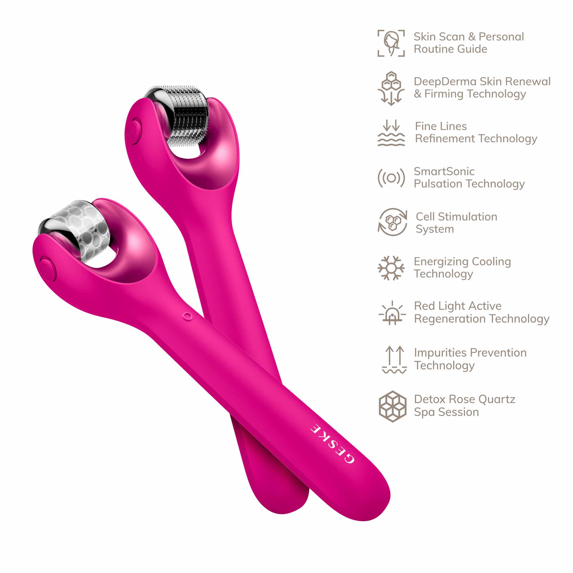 MicroNeedle Face Roller - 9 em 1 - Magenta