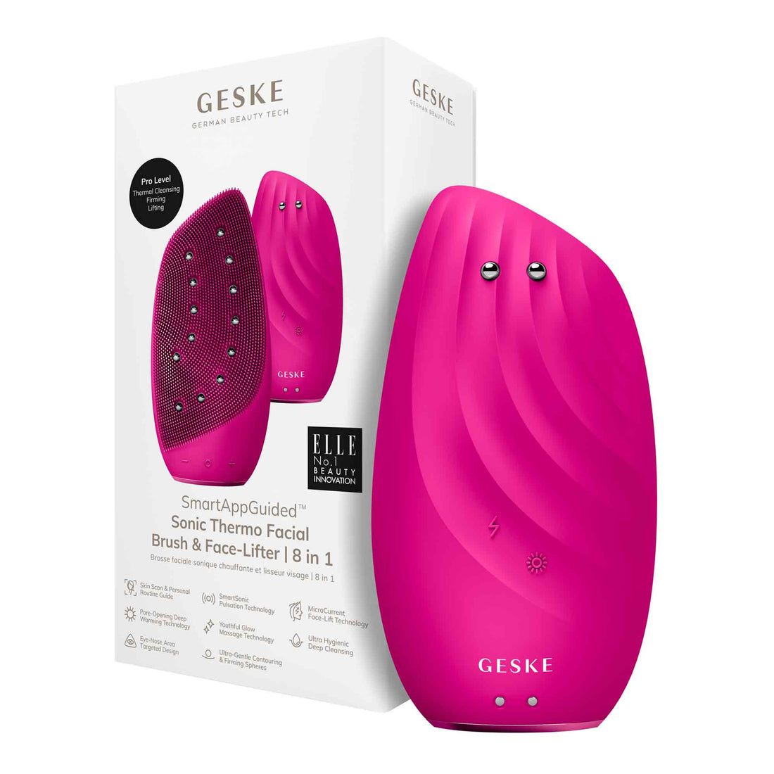 Sonic Thermo Facial Brush &amp;amp; Face-Lifter - 8 in 1 - Magenta