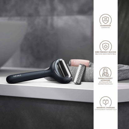 Rodillo facial y corporal con microagujas 9 en 1, color negro
