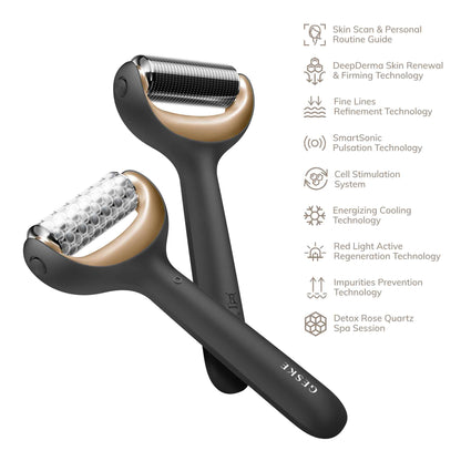 Rodillo facial y corporal de microagujas 9 en 1 gris