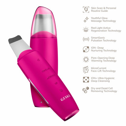 MicroCurrent Skin Scrubber &amp; Blackhead Remover - 9 em 1 - Pink