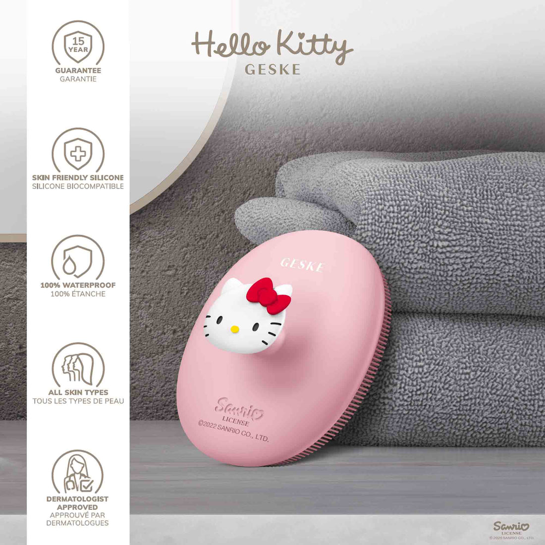 Facial Brush - 3 in 1 - Hello Kitty Pink